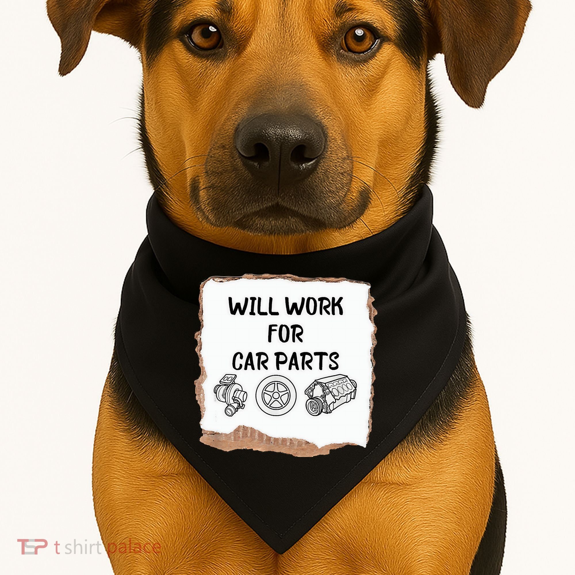 Will Work For Car Parts Car Enthusiast Muscle Car USA-Made Doggie Bandana