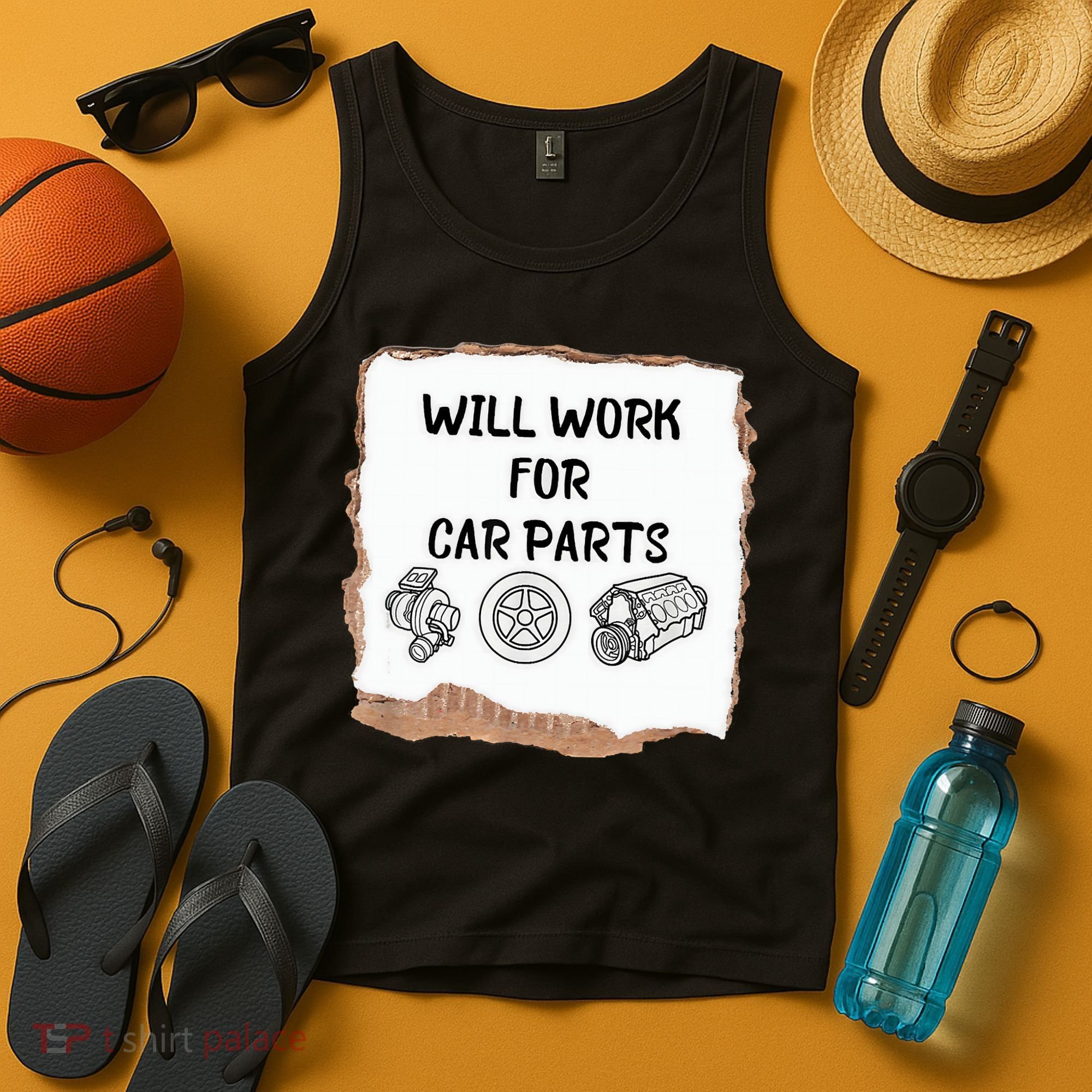 Will Work For Car Parts Car Enthusiast Muscle Car Tank Top
