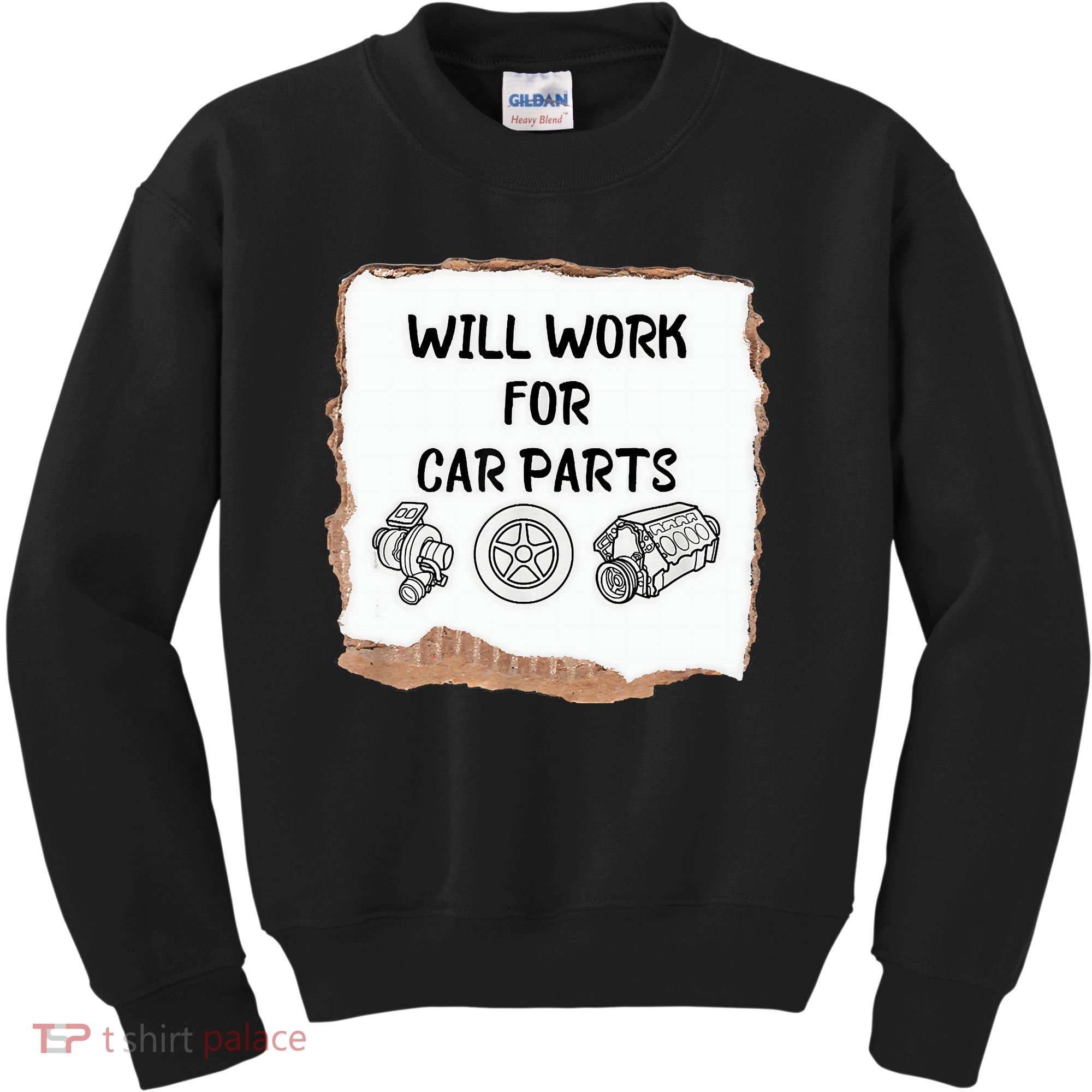 Will Work For Car Parts Car Enthusiast Muscle Car Kids Sweatshirt