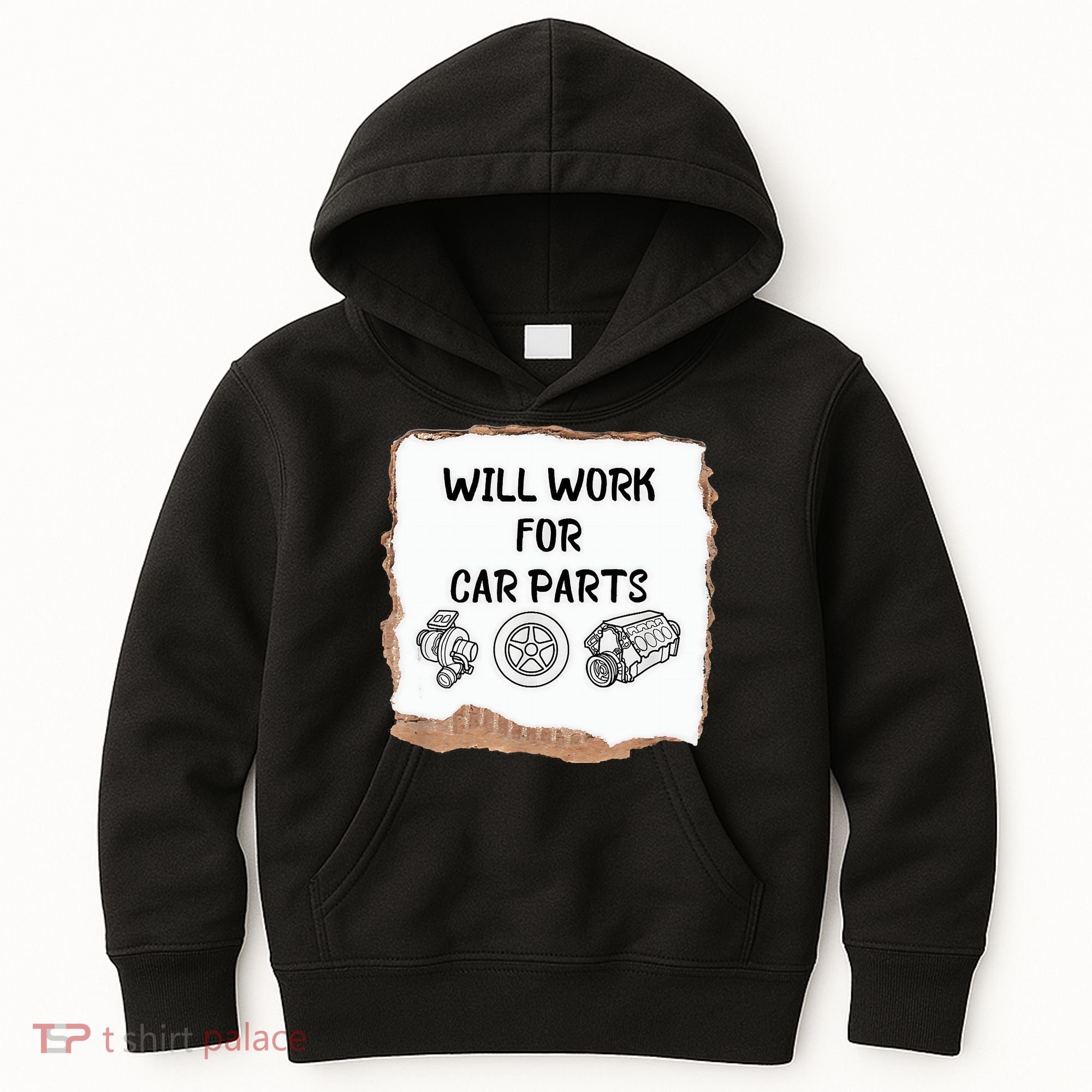 Will Work For Car Parts Car Enthusiast Muscle Car Kids Hoodie