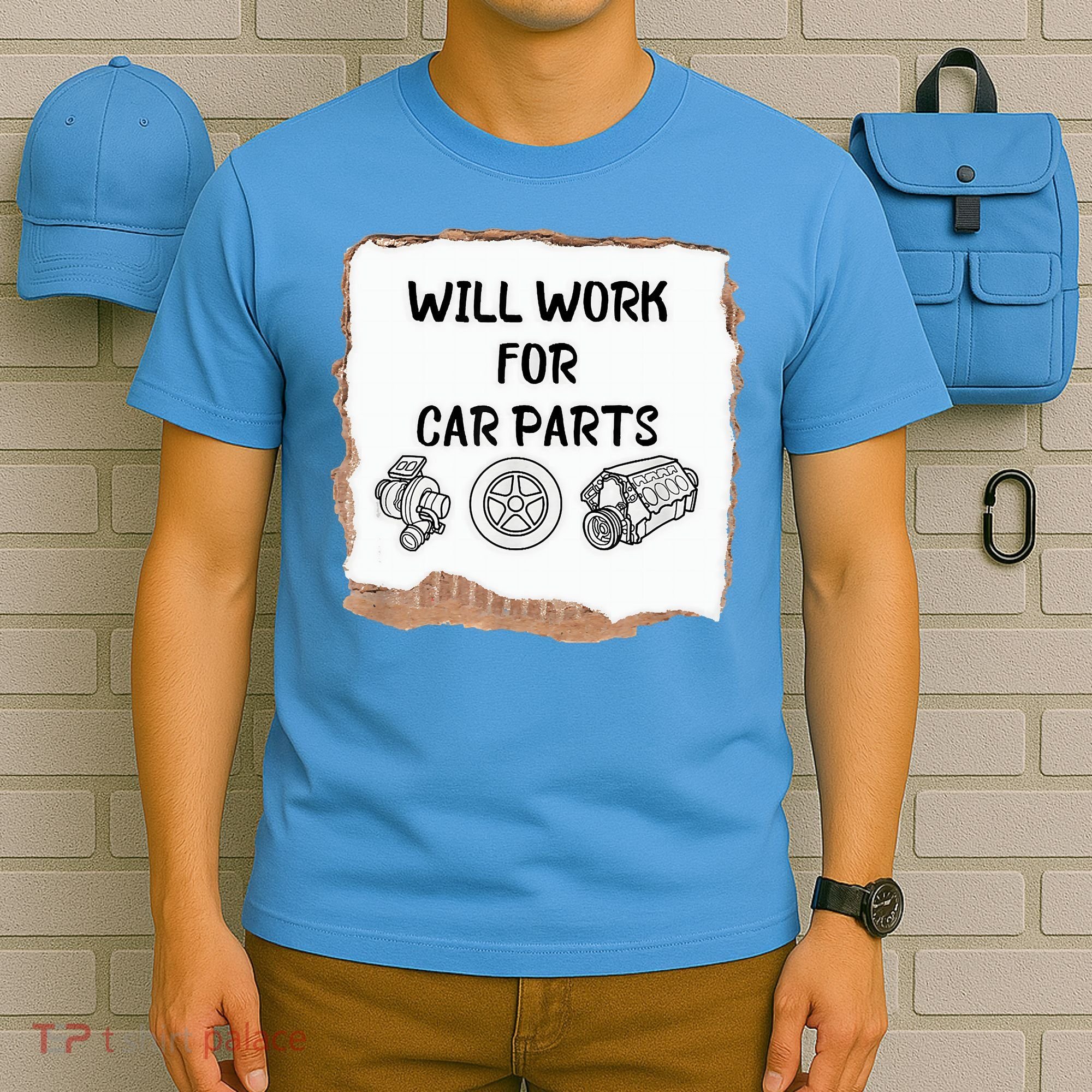 Will Work For Car Parts Car Enthusiast Muscle Car T-Shirt