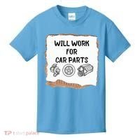 Will Work For Car Parts Car Enthusiast Muscle Car Kids T-Shirt thumb 0