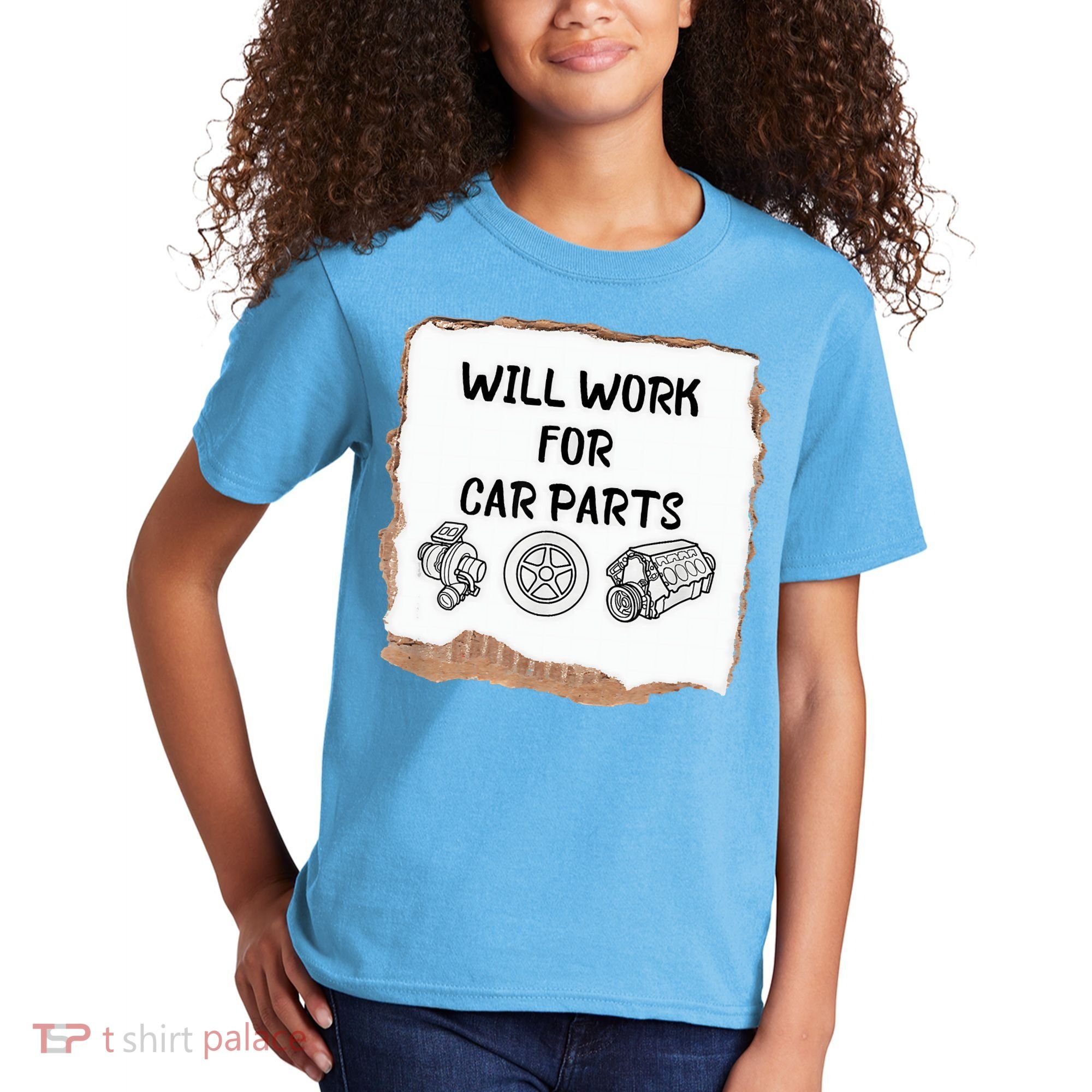 Will Work For Car Parts Car Enthusiast Muscle Car Kids T-Shirt