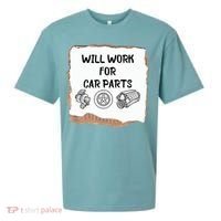 Will Work For Car Parts Car Enthusiast Muscle Car Sueded Cloud Jersey T-Shirt thumb 0