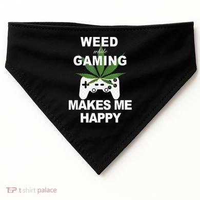 Weed While Gaming Cool Weed Lover Gamer USA-Made Doggie Bandana