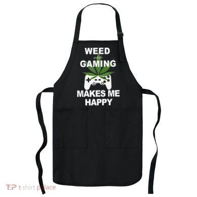 Weed While Gaming Cool Weed Lover Gamer Apron