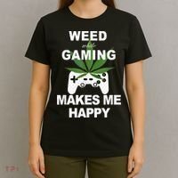 Weed While Gaming Cool Weed Lover Gamer T-Shirt thumb 4