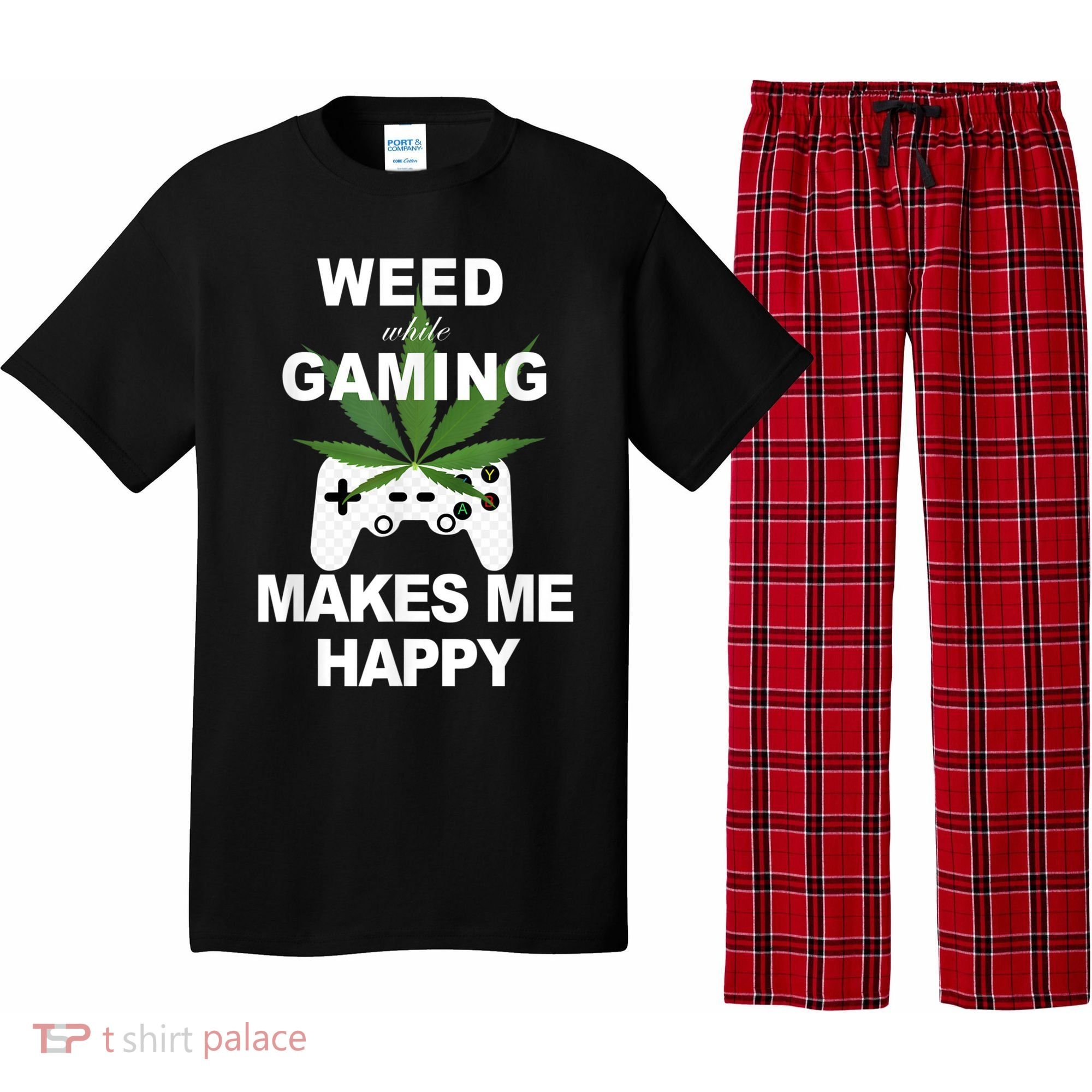 Weed While Gaming Cool Weed Lover Gamer Pajama Set