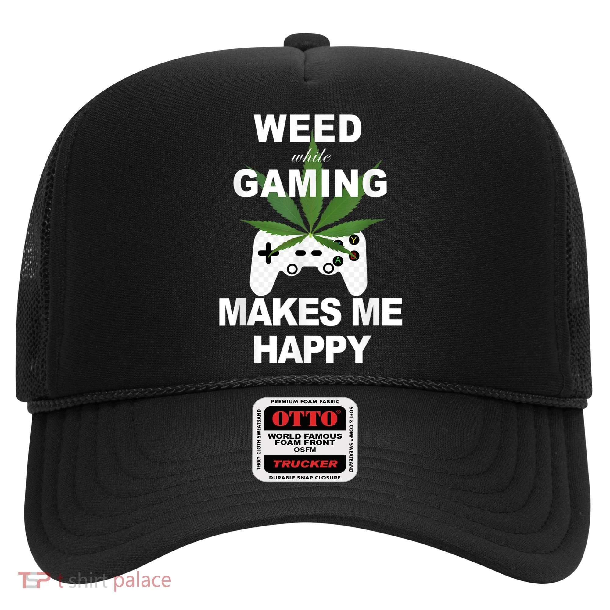 Weed While Gaming Cool Weed Lover Gamer Hat