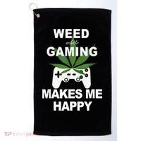 Weed While Gaming Cool Weed Lover Gamer Golf Towel thumb 0