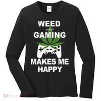 Weed While Gaming Cool Weed Lover Gamer Women's Long Sleeve Shirt thumb 0