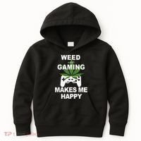 Weed While Gaming Cool Weed Lover Gamer Kids Hoodie thumb 0