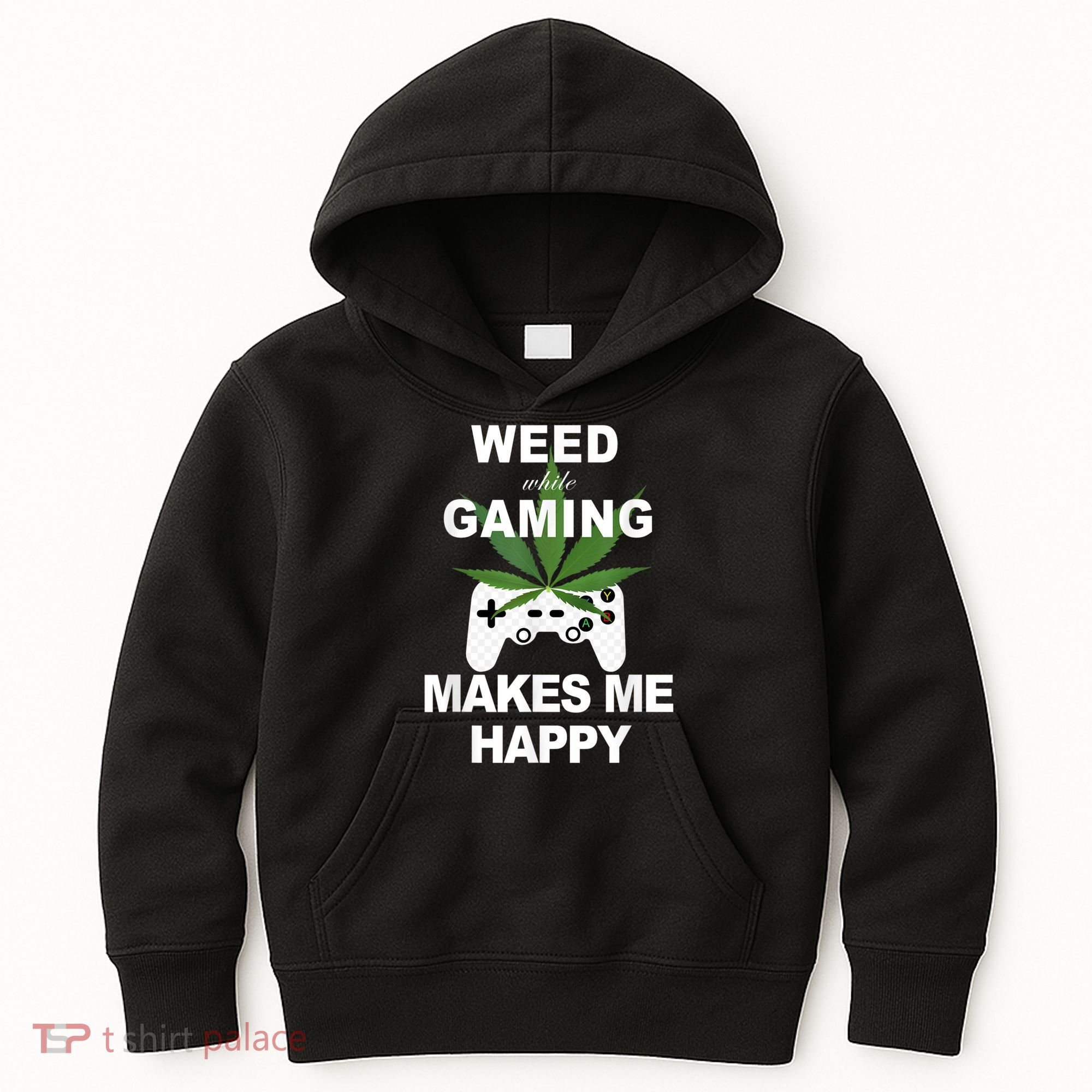 Weed While Gaming Cool Weed Lover Gamer Kids Hoodie