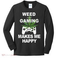 Weed While Gaming Cool Weed Lover Gamer Kids Long Sleeve Shirt thumb 0