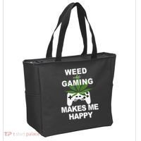 Weed While Gaming Cool Weed Lover Gamer Tote Bag thumb 2