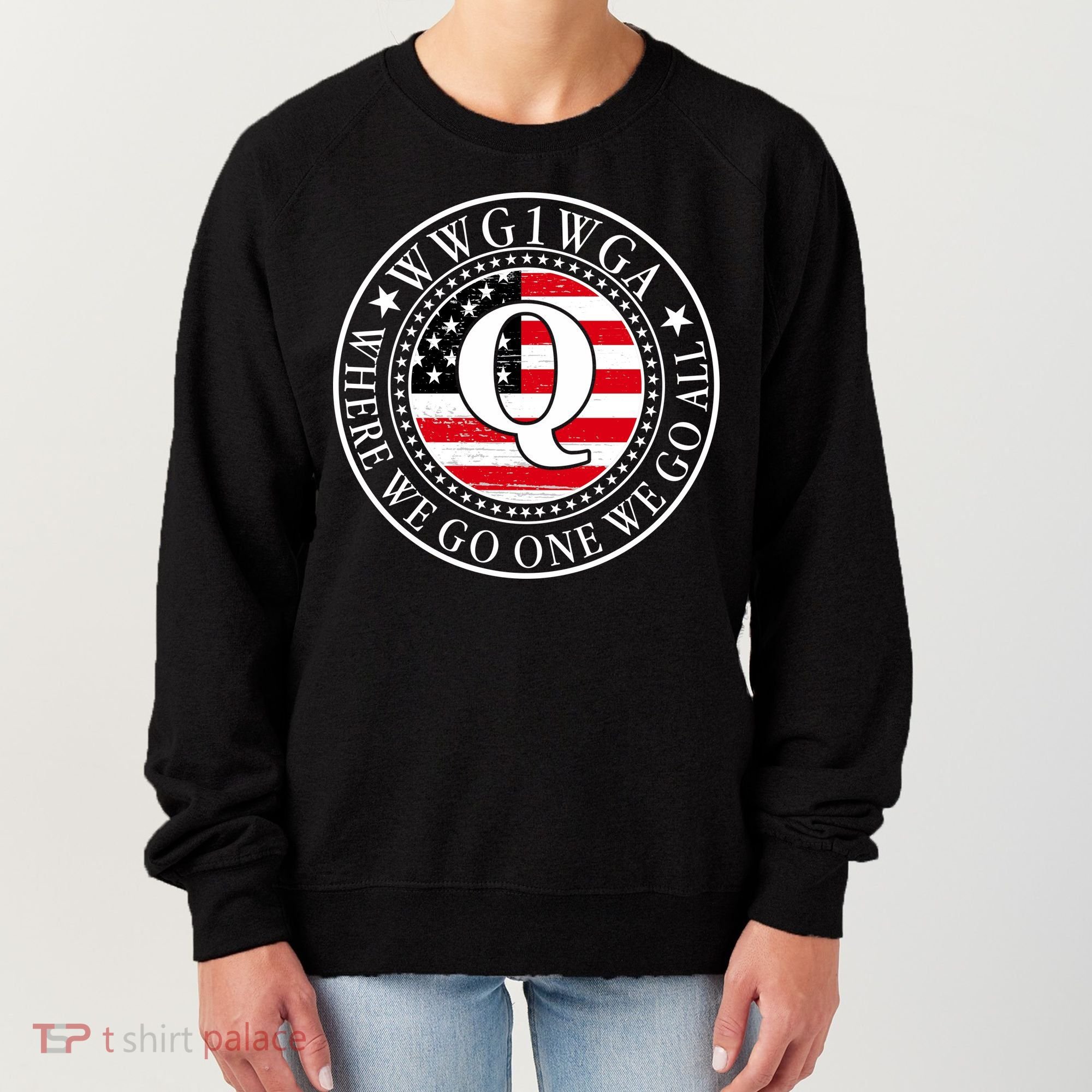 WWG1WGA Qanon Flag Emblem Women's Sweatshirt