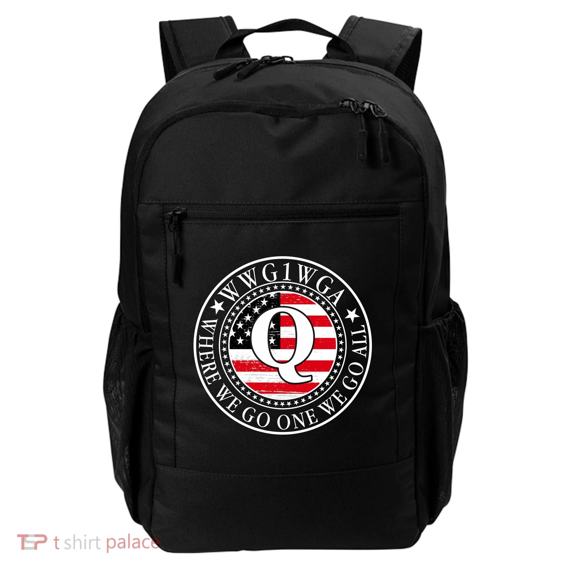 WWG1WGA Qanon Flag Emblem Backpack