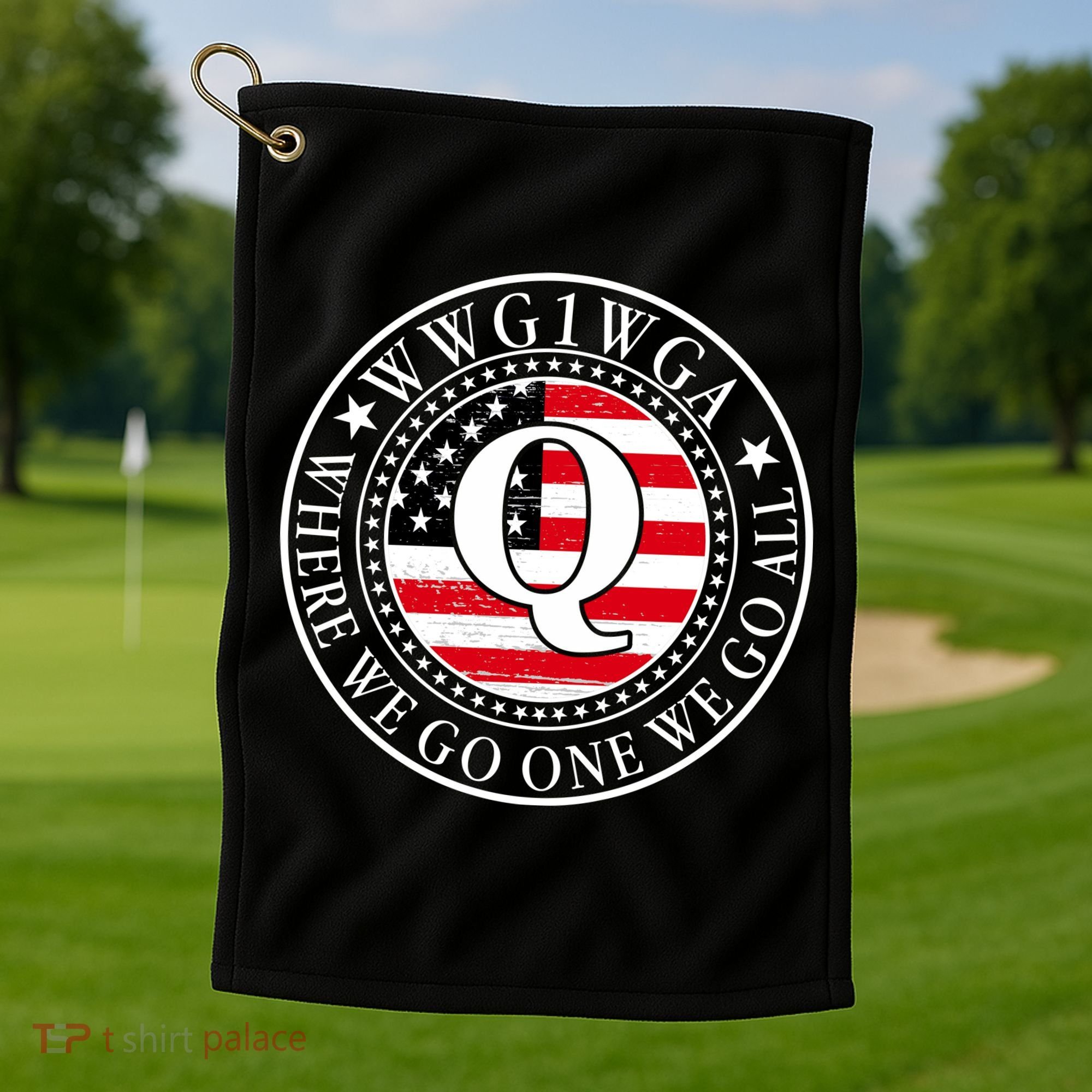 WWG1WGA Qanon Flag Emblem Golf Towel