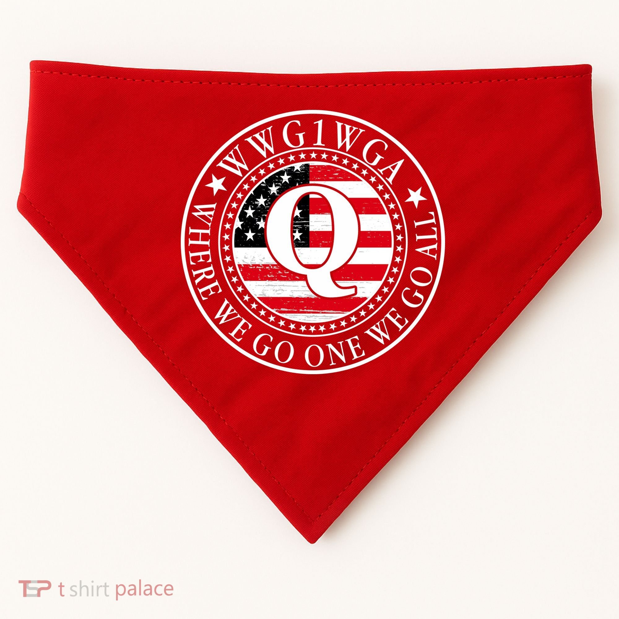 WWG1WGA Qanon Flag Emblem USA-Made Doggie Bandana