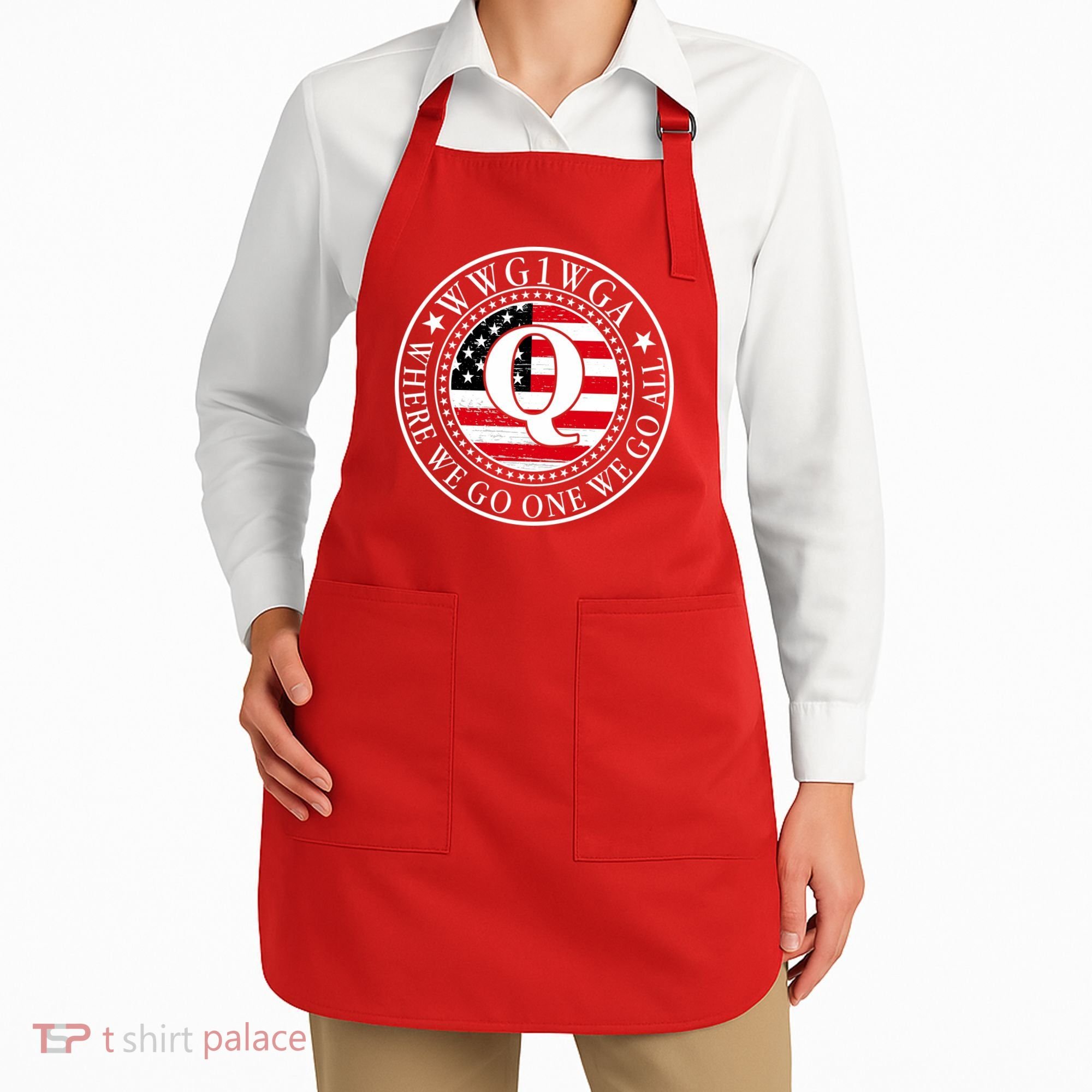 WWG1WGA Qanon Flag Emblem Apron