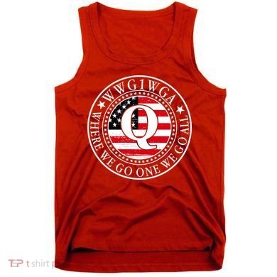 WWG1WGA Qanon Flag Emblem Tank Top