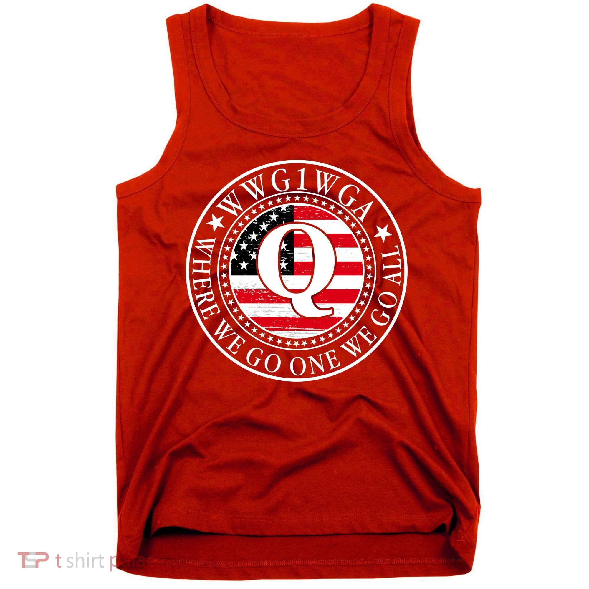 WWG1WGA Qanon Flag Emblem Tank Top
