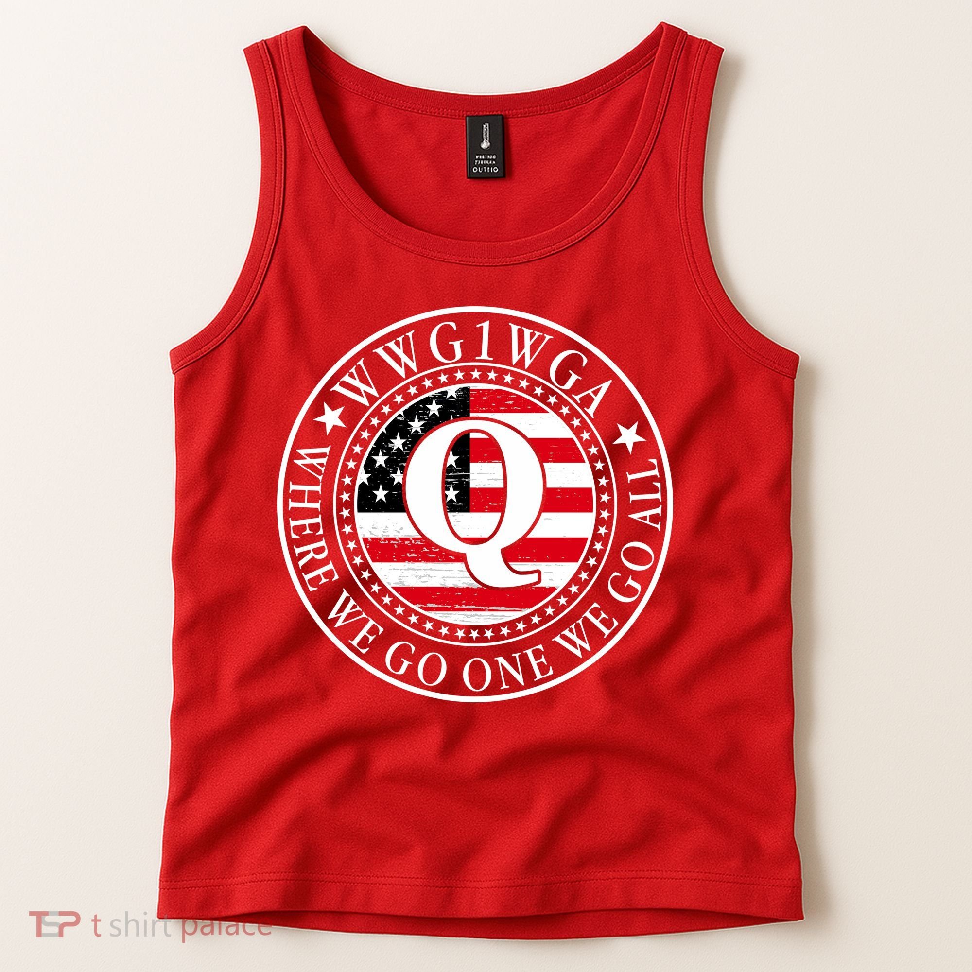 WWG1WGA Qanon Flag Emblem Tank Top