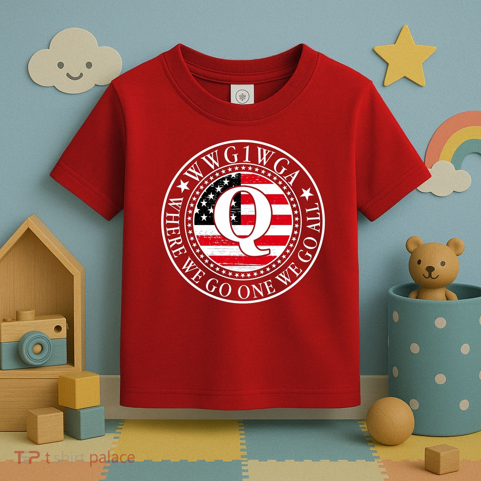 WWG1WGA Qanon Flag Emblem Toddler T-Shirt