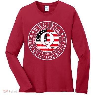 WWG1WGA Qanon Flag Emblem Women's Long Sleeve Shirt