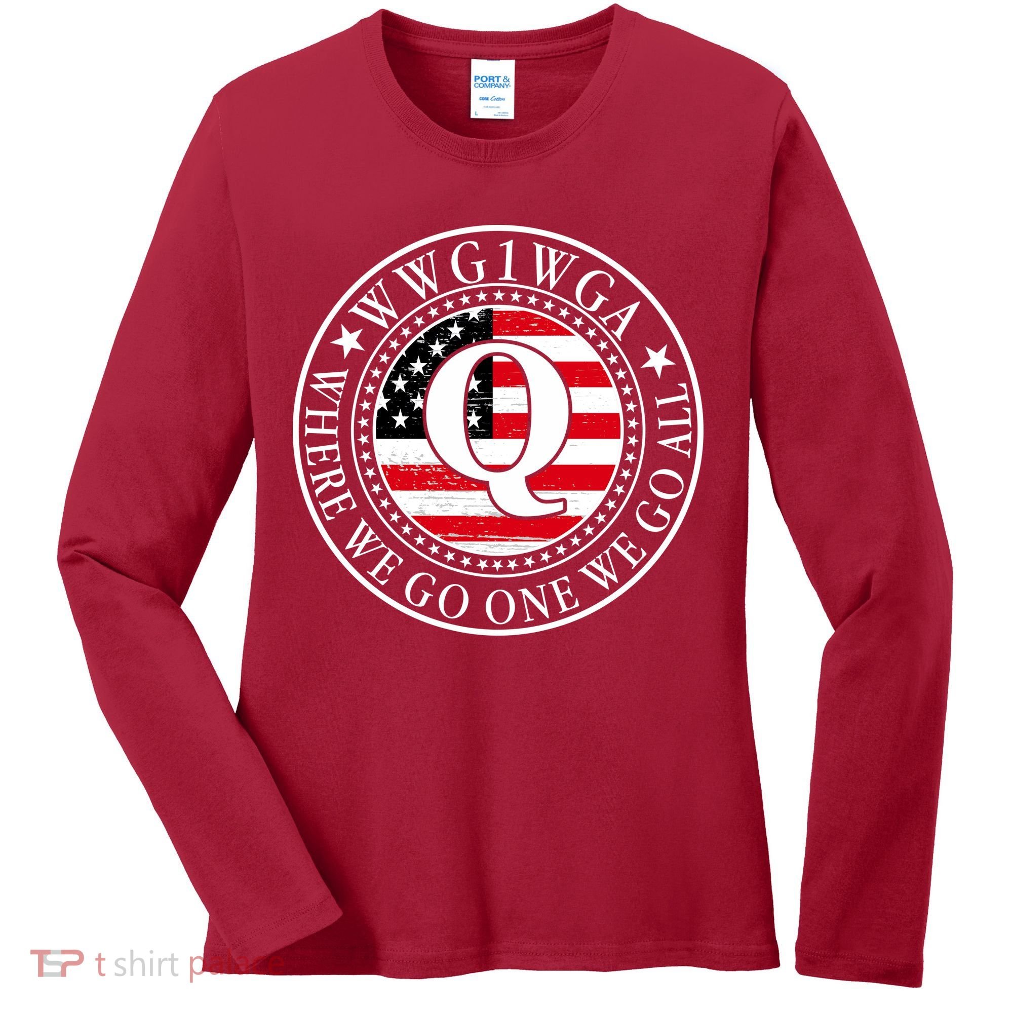 WWG1WGA Qanon Flag Emblem Women's Long Sleeve Shirt