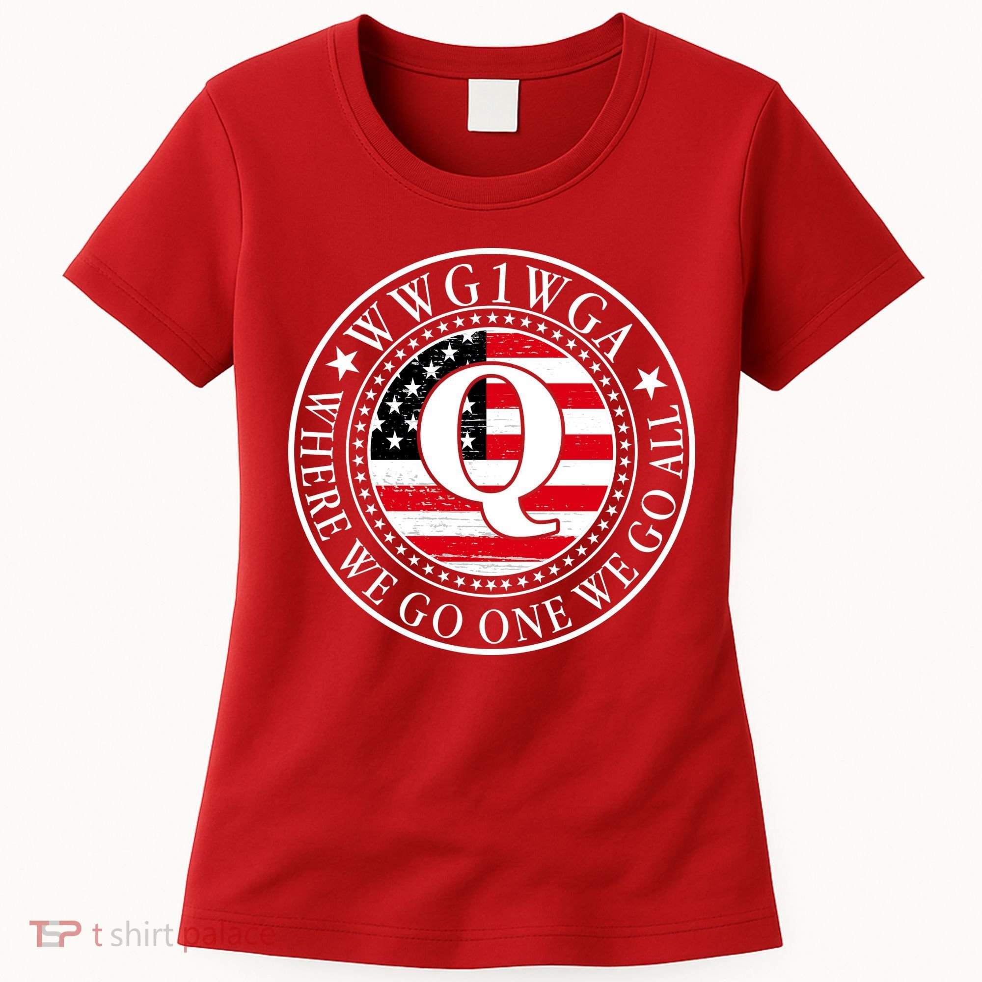 WWG1WGA Qanon Flag Emblem Women's T-Shirt
