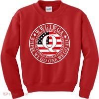 WWG1WGA Qanon Flag Emblem Kids Sweatshirt thumb 0