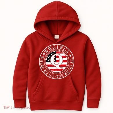 WWG1WGA Qanon Flag Emblem Kids Hoodie