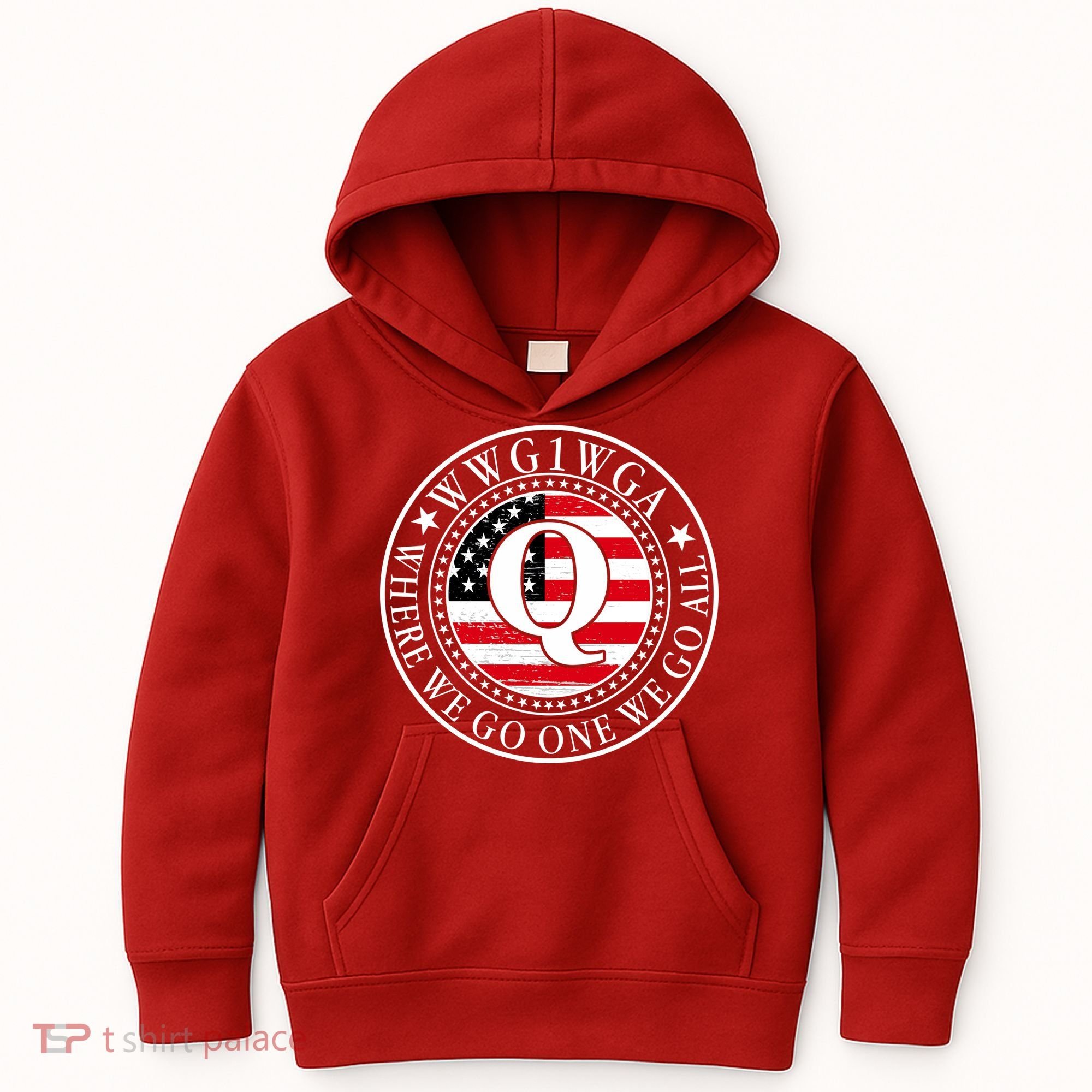WWG1WGA Qanon Flag Emblem Kids Hoodie