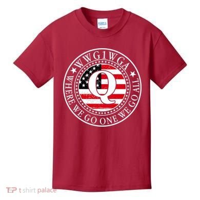 WWG1WGA Qanon Flag Emblem Kids T-Shirt