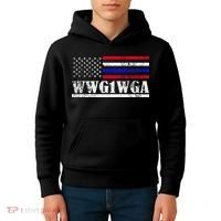 WWG1WGA Qanon Political Conspiracy Kids Hoodie thumb 4