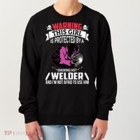 Welder Welding Girlfriend Warning This Girl Is Protected By Premium Women's Sweatshirt thumb 0
