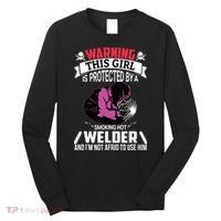 Welder Welding Girlfriend Warning This Girl Is Protected By Premium Long Sleeve Shirt thumb 0