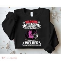 Welder Welding Girlfriend Warning This Girl Is Protected By Premium Sweatshirt thumb 2