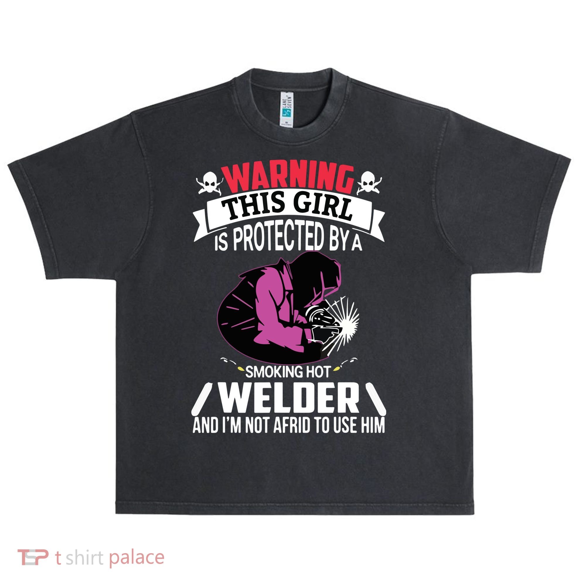 Welder Welding Girlfriend Warning This Girl Is Protected By Premium Urban Oversized Heavyweight T-Shirt