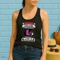 Welder Welding Girlfriend Warning This Girl Is Protected By Premium Women's Tank Top thumb 2