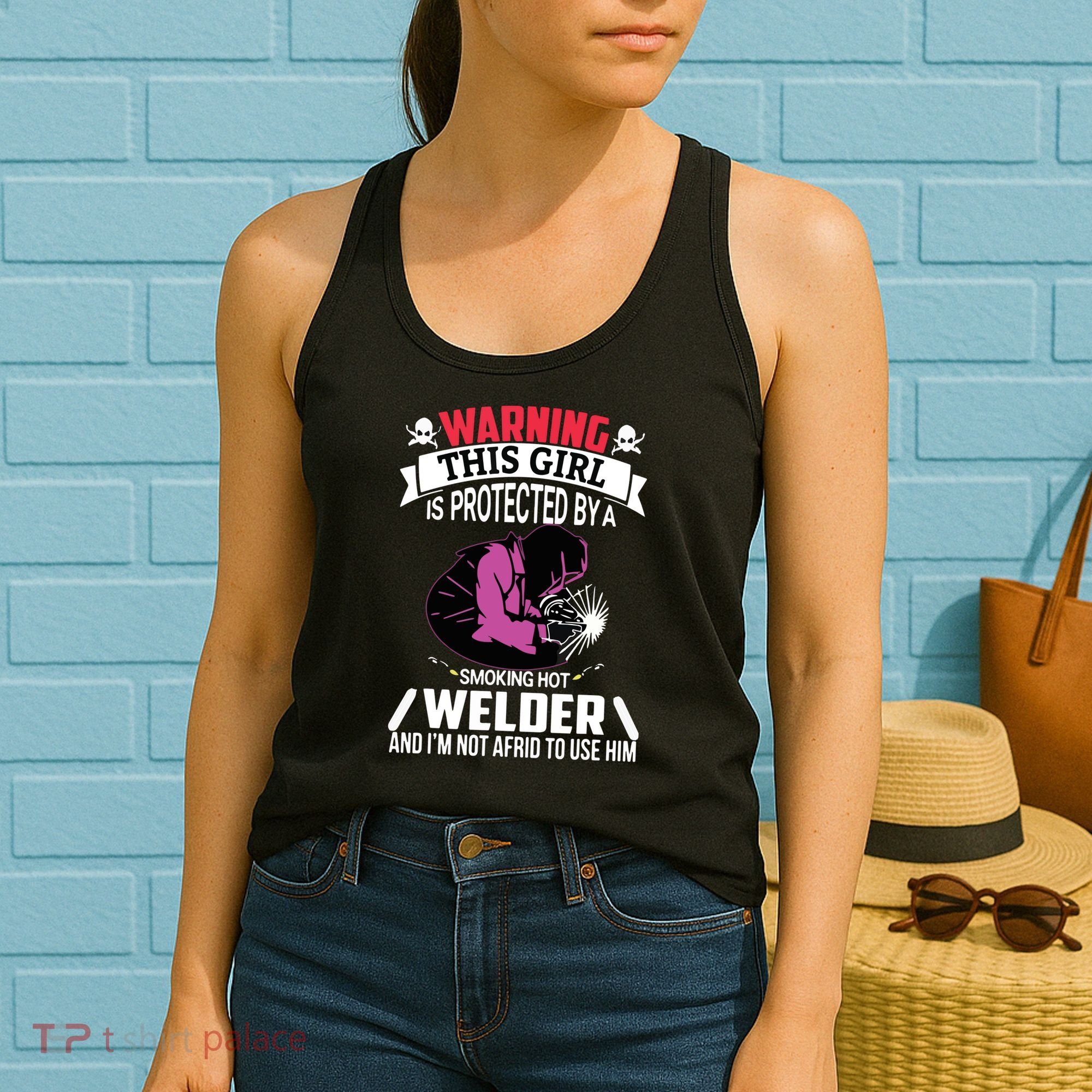 Welder Welding Girlfriend Warning This Girl Is Protected By Premium Women's Tank Top