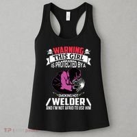 Welder Welding Girlfriend Warning This Girl Is Protected By Premium Women's Tank Top thumb 3