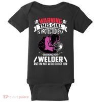 Welder Welding Girlfriend Warning This Girl Is Protected By Premium Baby Bodysuit thumb 0