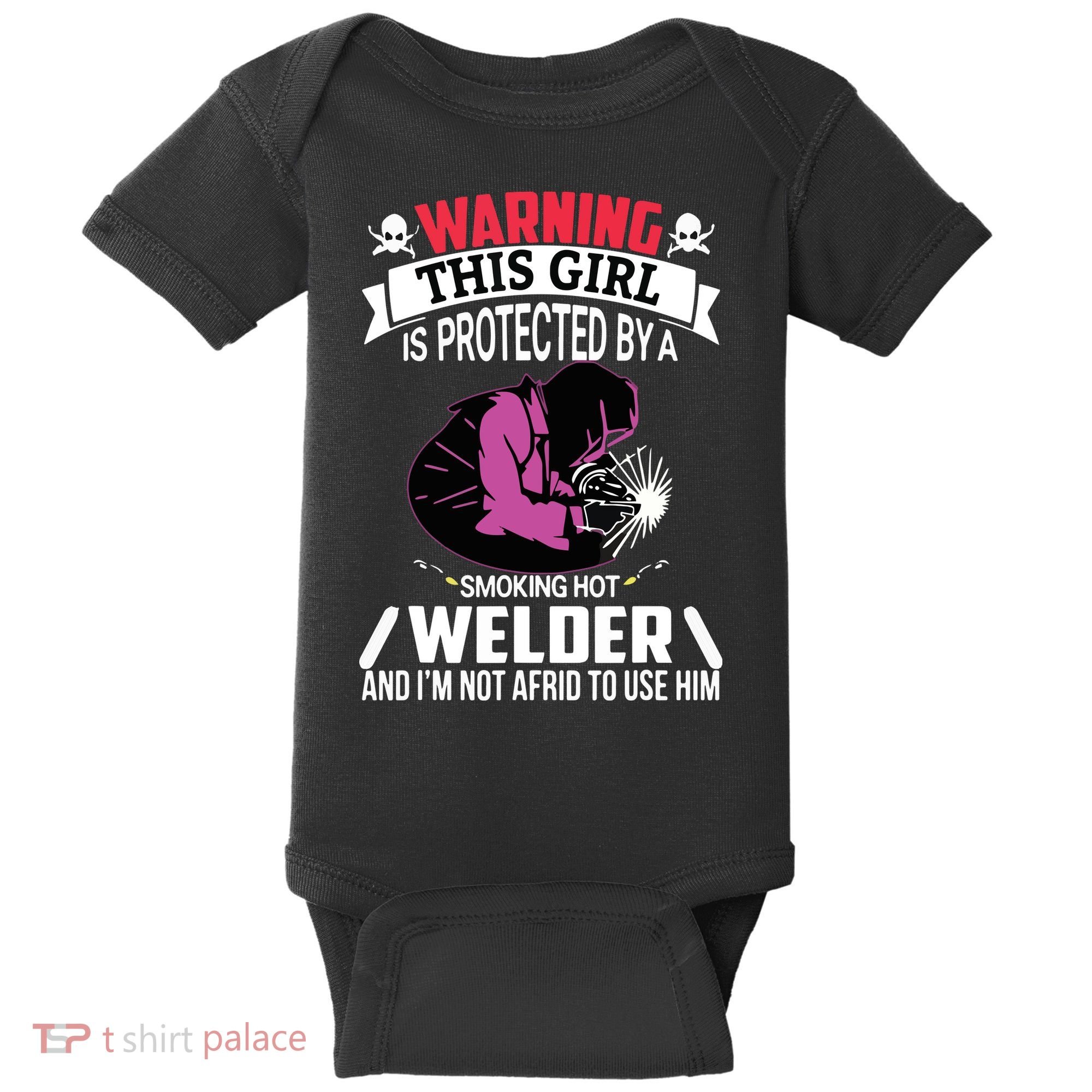 Welder Welding Girlfriend Warning This Girl Is Protected By Premium Baby Bodysuit