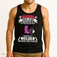 Welder Welding Girlfriend Warning This Girl Is Protected By Premium Tank Top thumb 3