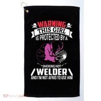 Welder Welding Girlfriend Warning This Girl Is Protected By Premium Golf Towel thumb 0