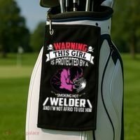 Welder Welding Girlfriend Warning This Girl Is Protected By Premium Golf Towel thumb 2