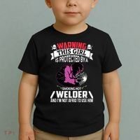 Welder Welding Girlfriend Warning This Girl Is Protected By Premium Toddler T-Shirt thumb 2