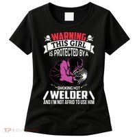 Welder Welding Girlfriend Warning This Girl Is Protected By Premium Women's T-Shirt thumb 0